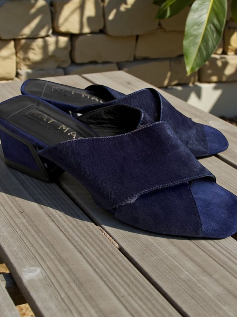 KAT MACONIE Blue Calf Hair Slides Sandals Heels Size US 7